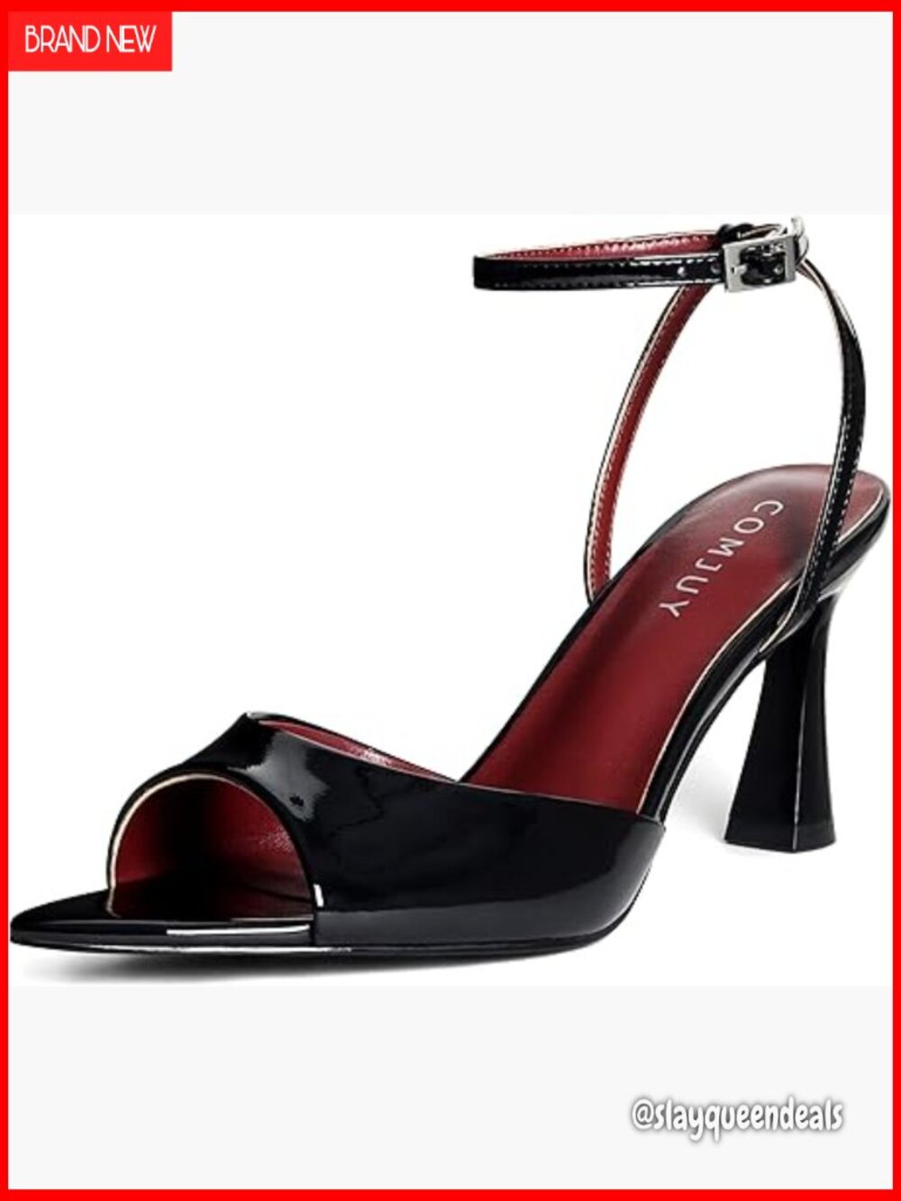 Peep Toe Kitten Heeled Sandals Strappy Flared Heels Comfortable Dress Shoes